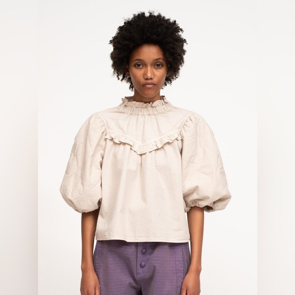 Sea New York Layla Quilted Puff-Sleeve Top, Medium